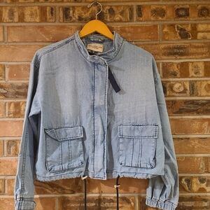 Ashley Vintage Charm Cropped Chambray Jacket SZ M